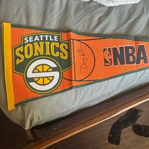 Seattle Sonics NBA Pennant Signed By Gary Payton #20